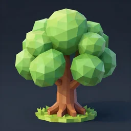 a low poly 3d object of the tree used in mobile game, large and majestic
