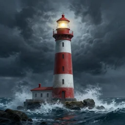 lighthouse in the middle of a storm!! sci - fi, highly detailed, digital painting