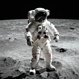 An astronaut standing on the surface of the Moon.