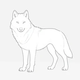 professional digital art of a full-body outline of a wolf, very simple, no color, high quality, HD, 8K,