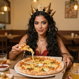 naga woman with a magic pizza