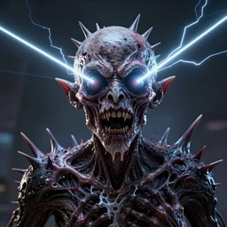 eyeless exploding jason fused with a poltergeist lovecraft super space demon in agony, spiky skin, creepy, melting, bright laser beams, creepy, photo, portrait, 3 d, high details, intricate details, by vincent di fate, artgerm julie bell beeple, 9 0 s, smooth gradients, volumetric lightning, high contrast, duo tone, depth of field, very coherent symmetrical artwork