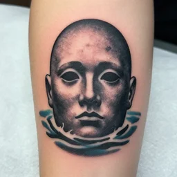 tattoo design, stencil, seal face coming out of water