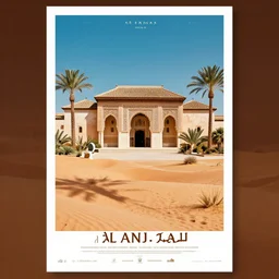 1 9 6 0 s gig poster, al - andalus palace, desert, colors, hyperrealistic