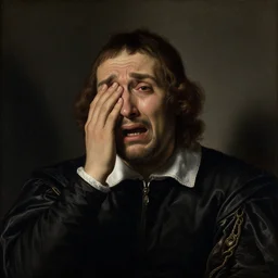 Mannerism painting portrait of a man crying scared, sadness, fear, and anxiety, by Agnolo Bronzino