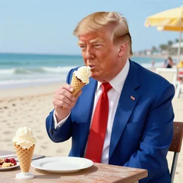 Donald trump is having ice cream at the beach, 35mm by Steven Shore