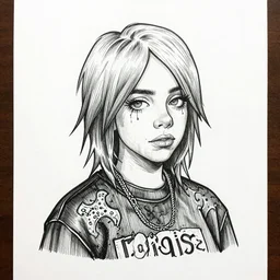 emo cartoon drawing of billie eilish by - michael karcz , loony toons style, horror themed, detailed, elegant, intricate