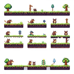 sprite asset sheet for pixel graphics opposum 2d platformer