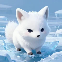 white furred vulpix frowning frozen in an ice floe, intricate, poofy, closeup, \ 4 \ k, artstation, digital illustration by ruan jia