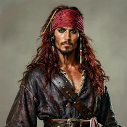 portrait painting of a 3 0 years old rugged masculine muscular male seductive pirate sly expression long long hair soft hair flowing hair crimson hair upper body only chest hair long coat elegant rugged handsome unreal render cinematic lighting art 1 9 2 0 period drama by bussiere rutkowski andreas rocha