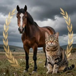 photo of a horse mixed with a cat
