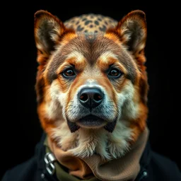 person face covered by animals in the style of aykut aydogdu