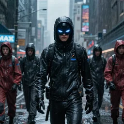 cinematic shot of live action danny phantom at the climax of the film, cinematic lighting, super highly detailed, shot for imax, dark and gritty and raining in the city