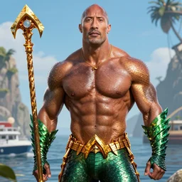 Dwayne Johnson as Aquaman 4k detail