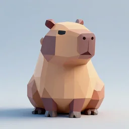 a capybara pokemon, stylized low poly 3D render