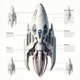 Full shot of a spaceship squid defined factory features, intricate abstract. cyberpunk, symmetrical design features. By Richard Corben By Ruan Jia and Artgerm and Range Murata and WLOP and Ross Tran and William-Adolphe Bouguereau and Beeple. Key Art. Fantasy Illustration. award winning, Artstation, intricate details, realistic, Hyperdetailed, clean ink detailed line drawing, 8k resolution.