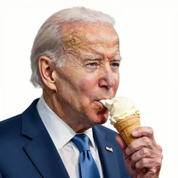 political cartoon, joe biden eating an ice cream cone, white background, realistic, detailed