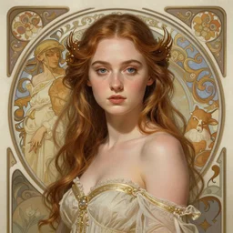 Sophie Turner as a Goddess, cute, fantasy, intricate, elegant, highly detailed, digital painting, 4k, HDR, concept art, smooth, sharp focus, illustration, art by artgerm and H R Giger and alphonse mucha