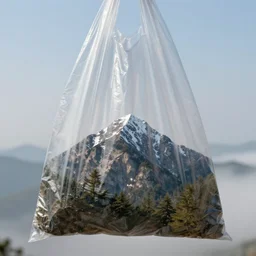 mountain inside a plastic bag