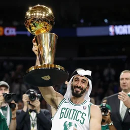 photo of osama bin laden lifting nba larry o'brien trophy, boston celtics