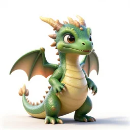 petite baby dragon hatching, detailed 3d character render, full body, standing, isolated on a pure white background, centered, whole figure in frame, sharp focus, studio lighting