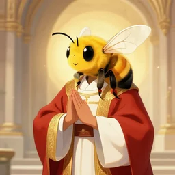 a bee who is religious and dressed as a priest