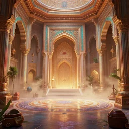 a beautiful hyperrealistic detailed 3 d render of set design,, a digital render by atey ghailan, genzoman, trending on cg society, cinematic lighting, unreal engine, octane render, brilliantly coloured, intricate, ultra wide angle, physically based rendering, trending on artstation, dust, volumetric lighting, hdr, polished, micro details, ray tracing, 8 k