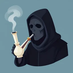 a vector based illustration of a grim reaper smoking a bong, head and shoulders shot, by sachin teng and loish, vibrant, vector art, award winning, stunning, trending on art station, highly detailed