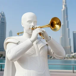 a white walker llaying trombone in dubai