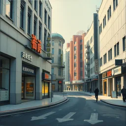 a photograph of a futuristic street scene, brutalist style architecture, perfectly straight edges, shop signs, advertising, finely detailed oil painting, impasto brush strokes, soft light, 8 k, dramatic composition, dramatic lighting, sharp focus, octane render, masterpiece, by adrian ghenie and jenny saville and zhang jingna