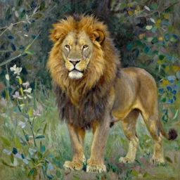 king infinity lion, oil painting by Claude Monet