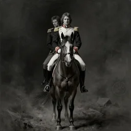 painting of john oliver with adam driver, john oliver, adam driver, riding horse, stoic, full body, military uniform, fantasy, intricate, elegant, beautiful, highly detailed, charcoal, centered, dark, smokey, digital painting, artstation, concept art, smooth, sharp focus, illustration, art by artgerm, art by greg rutkowski, art by alphonse mucha