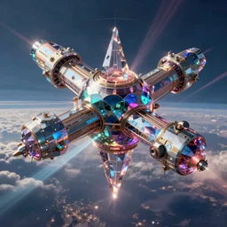 ai generated flying psychedelic structured machines in shapes that distort the placing of the spaces of the colors in a crystal that reflects and bends the light rays as they travel through the thought paths of the soul composed of changes towards the surface of our knowledge