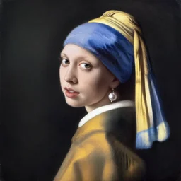 Painting of Millie Bobby Brown with the pearl earring by Johannes Vermeer