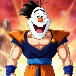 Anime style picture of Olaf Scholz as villain, in the style of Dragonball Z