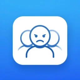 app icon of people frowning, blue backdrop,