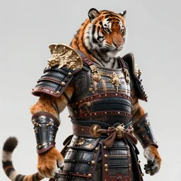 realistic detailed semirealism tiger man wearing samurai armor. Tiger_character, tiger_beast, 獣, FFXIV, iconic character splash art, Detailed fur, detailed metal textures, 4K high resolution quality artstyle professional artists WLOP, Aztodio, Taejune Kim, Guweiz, Pixiv, Instagram, Artstation