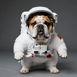 bulldog dressed as an astronaut, surrealist