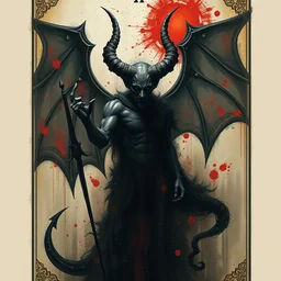 the devil tarot card. digital painting, vertical, intricate, beautiful, detailed, grunge, sharp focus, abstract art by kuvshino and el lissitzky and artgerm and kandinsky, trending on artstation. gradient darker to bottom