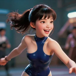 Worksafe,clothed.1990s,unbelievably beautiful,perfect,dynamic,epic,cinematic 3D CG of a close-up beautiful cute young J-Pop idol actress girl in latex leotard,expressing joy.By a Iranian movie director.Motion,VFX,Inspirational arthouse,high budget,hollywood style,at Behance,at Netflix,Instagram filters,Photoshop,Adobe Lightroom,Adobe After Effects,taken with polaroid kodak portra