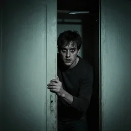 super super super scary 6 6 6 cursed image of a man looking into a closet