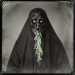 daguerreotype photo of a poltergeist, detailed and creepy, ectoplasm