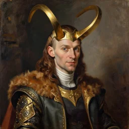 a magnificent and lively renaissance portrait of loki, brush strokes