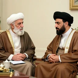 saruman having a meeting with saddam hussein, detailed,