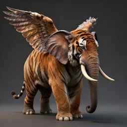 winged!! tiger elephant, hyper detailed, digital art, trending in artstation, cinematic lighting, studio quality, smooth render, unreal engine 5 rendered, octane rendered, art style by klimt and nixeu and ian sprigger and wlop and krenz cushart