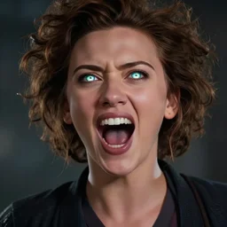 scarlett johansson with glowing irises, screaming expression wearing gi. dramatic lighting, afro samurai anime style, pencil and ink manga drawing, centered in panel - n 9