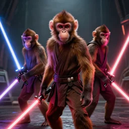 jedi monkeys with lightsabers, screenshot from star wars