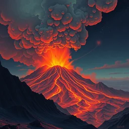 volcano by _ beeple, artgerm, _ aaron _ horkey _ amanda _ sage _ bauhaus, salvador dali, _ bernie _ wrightson _ bruce pennington _ frank _ stella _ anne _ stokes _ alena _ aenami _ angus _ mckie, alex grey, akira toriyama, arthur adams, hp lovecraft, andre masson, brian despain. abstract, artstation, design 4 k, native, hd,