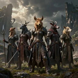 adventurers with various animal heads, d&d, fantasy