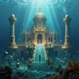 lost civilization of atlantis sunken deep in the ocean, digital art, concept art, fantasy art, highly detailed, hd wallpaper, hdr, artstation, deviantart, behance